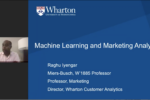 Screenshot of a Zoom presentation titled "Machine Learning and Marketing Analytics" by a professor from Wharton at the University of Pennsylvania.