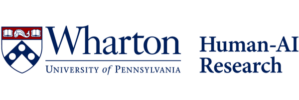 wharton-human-ai-research-600x200-logo Logo of the University of Pennsylvania with the university's name in blue text and its shield emblem on the left.